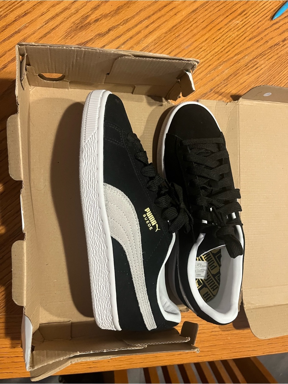 Puma Men’s Black & White Suede Low-Top Sneakers